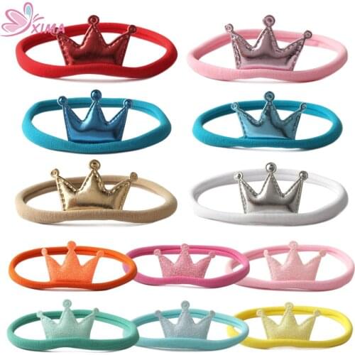 XIMA 12PCS Lovely Girls Crown Hair Accessories with Soft Nylon Headband Holiday Headband Bling Kids Headwear Hair Bands