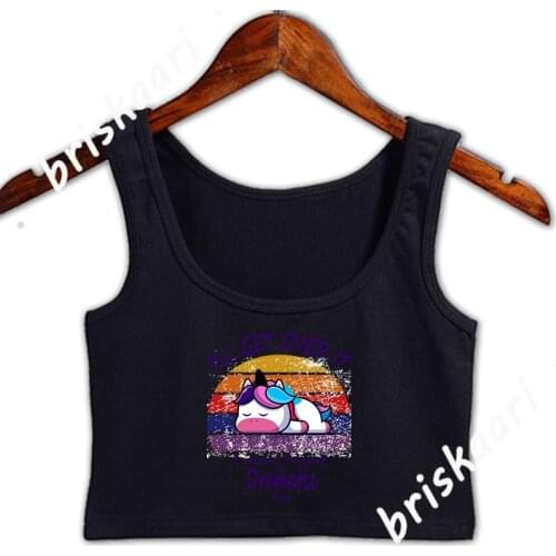 Funny Cute Unicorn I'll Get Over It I Just Need Crop Top Letters Sunlight Girls Personalized Crop Top Basic Solid Vest