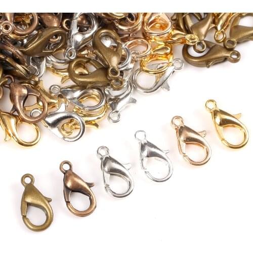 30 pcs Alloy Gold Silvers Lobster Clasp Hooks Plated Fashion Jewelry Findings Necklace&Bracelet Chain DIY 10x5/12x16/14x17mm