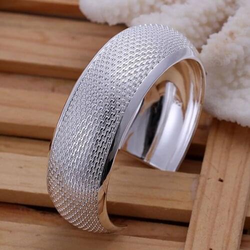 KN-B032 Silver Color Jewelry Hot Selling Bangles For Women Silver-jewellery Fashion Jewelry Big Weaved Bangle/aqyajifa
