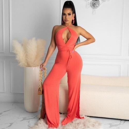 2021 New Arrival Famous Brand Jumpsuits Solid Halter Strapless Summer Sexy Club Bodycon Rompers