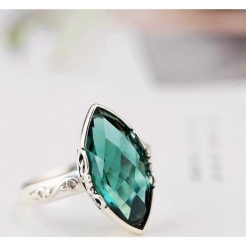 New Fashion 100% Genuine Crystal 925 Sterling Silver Ring for Women Vintage Handmade Gift Ring Anell Silver Jewelry Accessories
