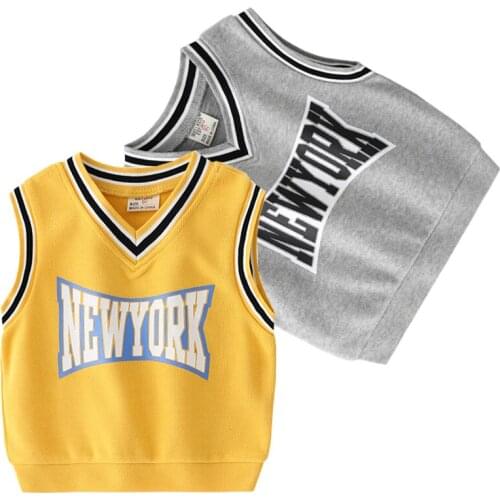 Spring Fall Active Boys Vests Basketball Letters Kids Waist Coat Cotton Quality Toddler Waistcoat Childrens Clothes