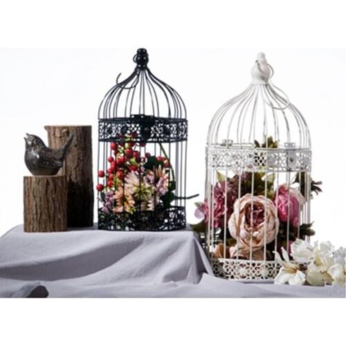 1 pair of decorative birdcage European-style ornaments wrought iron outdoor wedding flower arrangement decoration birdcage