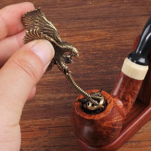 1pc Retro Pure Copper Pipe Press Rod Retro Engraving Eagle Cigarette Press Multifunctional Cigarette Tobacco Pipes Accessories
