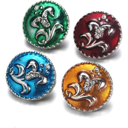 10pcs/lot Interchangeable Snap Jewelry Crystal Flower 18mm Metal Snap Buttons for Snap Button Bracelet Bangle 9440