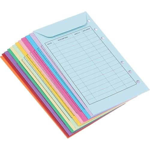 12 Pcs Budget Envelopes Cardstock Cash Envelope System For Money Saving, Assorted Colors, Vertical Layout & Holepunched