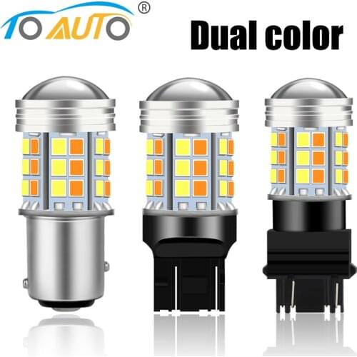 2pcs Dual Color 1157 BAY15D P21/5W LED T20 7443 W21/5W T25 3157 LED Bulbs Car Turning Lights White Amber/Ice bule DRL Switchback