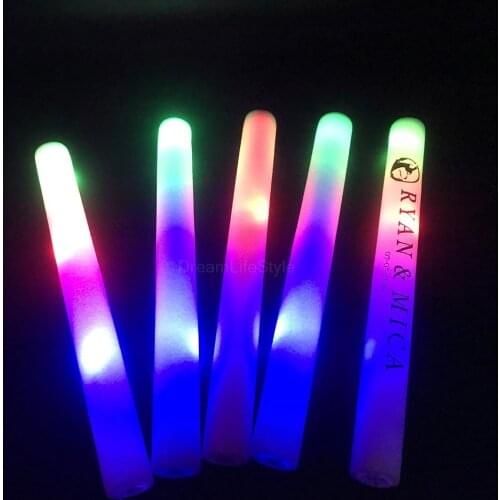 200pcs LED Stick for Wedding with Customized Logo Flashing LED Light Foam Stick with 3 Batteries Light Stick Concert Glow Sticks