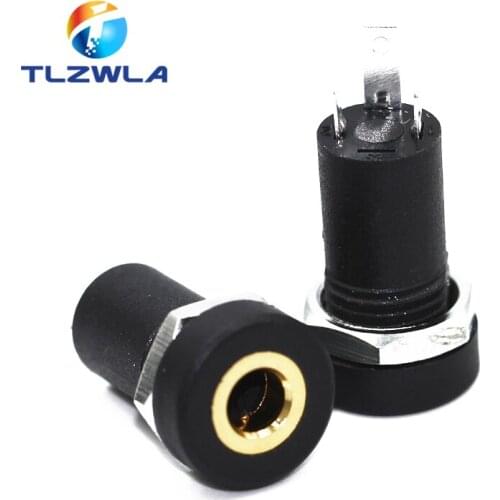 500PCS PJ392A 3.5MM Audio Jack Socket 3 Pole Black Stereo Solder Panel Mount Gold With Nuts PJ-392A