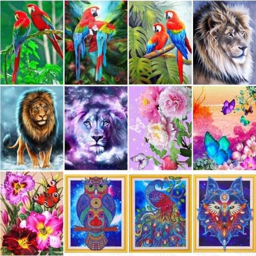 Diy Diamond Painting Color Beautiful Parrot Wild Carnivore Lion Delicate Girl Heart Rose Gorgeous Owl Still Life Poster