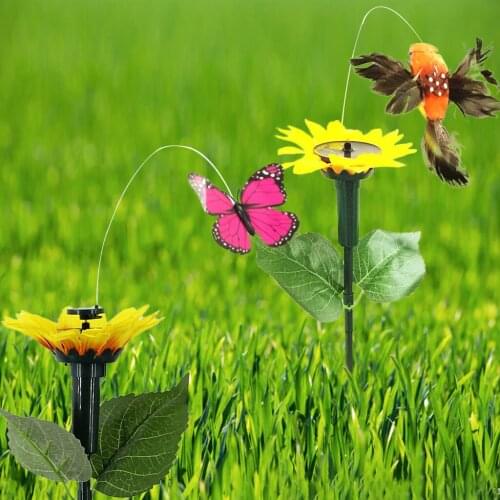 Solar Powered Dancing Fluttering Butterflies Hummingbird Yard Decor Gifts Garden Decoration Jardin Butterfly Bird Gardening