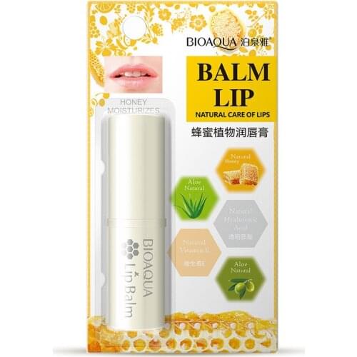 BIOAQUA Natural Plant Lip Balm Aloe Hyaluronic Acid Moisturizing Nourish Lip Care Transparent Color Lipstick Fashion Nude Makeup