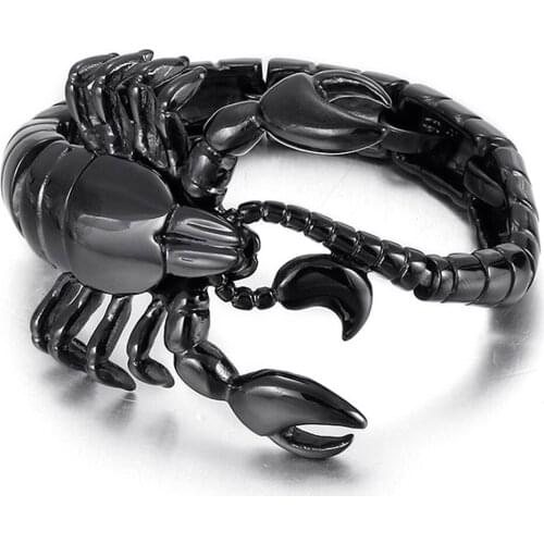 8.26" Cool Black Tone 316L Stainless Steel Scorpion Biker Bangle Mens Chain Bracelet Fashion Jewelry Gift