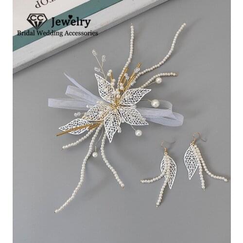 CC Hairgrips Wedding Accessories for Women Bridal Headdress Engagement Hair Ornaments 100% Handmade Hairpins With Earrings 8800