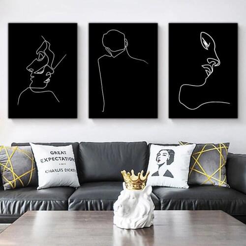 Figure canvas Home decoration Un framed painting DIY Frame mural Figure painting Printing animal Black and white personali