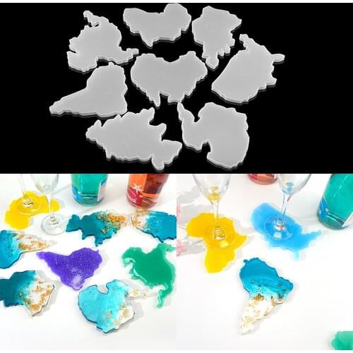 Intercontinental Continent Map Epoxy Resin Mold Continents Maps Coaster Silicone Mold for DIY Casting Jewelry Accessories Tools