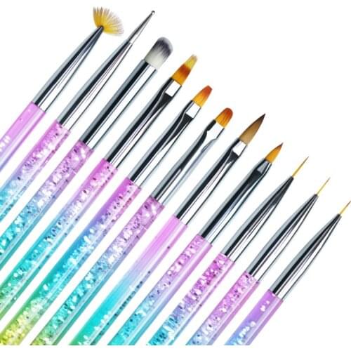 11 Style Nail Art Stripes Lines Liner Painting Brush Liquid Powder Acrylic UV GEL Extension Builder French Drawing Pen