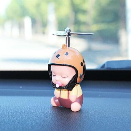 Creative Cute Pacifier Baby Doll with Helmet Funny Car Dashboard Review Mirror Accessories Decor Lovely Gift For Kid Children
