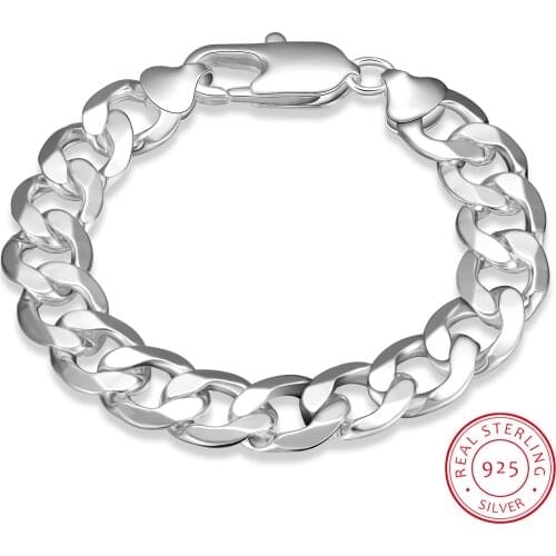 LEKANI 925 Sterling Silver 12mm Geometry Many Ring Bracelet For Man Women Wedding Engagement Party Fine Jewelry