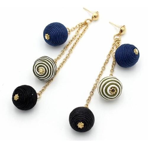 2018 hot sale New Design Long Balls Drop Dangle Earring For Women Party Sunny Wedding Ear Jewelry Gift