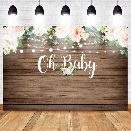 Mehofoto Wooden Floor Background Baby Shower Backdrop Flower Backgrounds Photography Light Newborn Party Banner Decoration