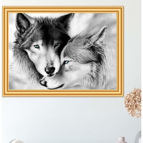 Full Square Round Diamond Painting Wolf Crafts Kit 5D DIY Cross Stitch Mosaic Rhinestones Home Decor Diamond Embroidery Animal