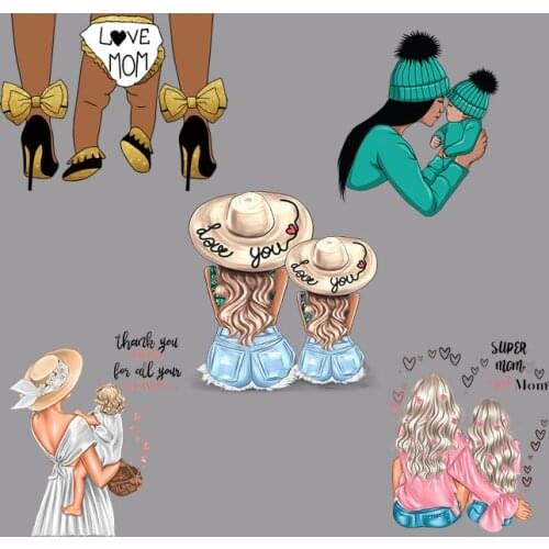 Mama And Baby Sister Patches For Clorhing Stickers Iron On Badge Heat Transfers Patch For Tshirt Hoodie Applique