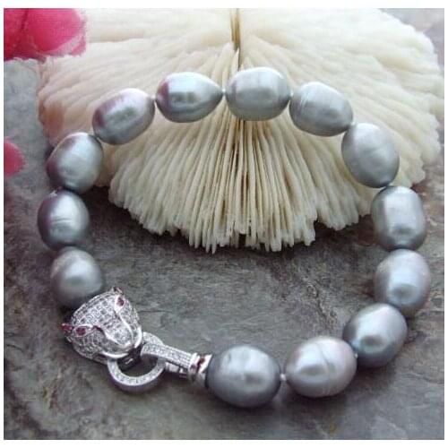 Natura 13mm south sea grey baroque pearl bracelet 7.5-8 inch
