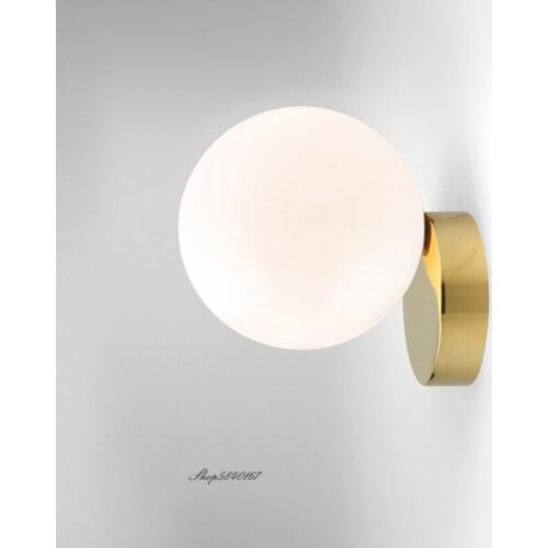 Nordic Minimalist Wall Light Milky Glass Ball Wall Sconce Lamp Lights Room Decor Living Room Bedroom Beside Lamp Indoor Lighting