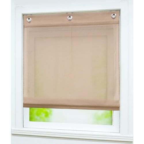 Roman Shade Solid Color Window Curtain Sheer Balcony Window Voile Drapery Valance for Kitchen Home Decoration 1PCS