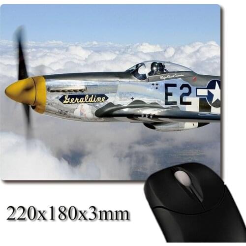 P-51 Mustang Fighter flying in sky image printed Heavy weaving anti-slip rubber pad office mouse pad Coaster Party favor gifts