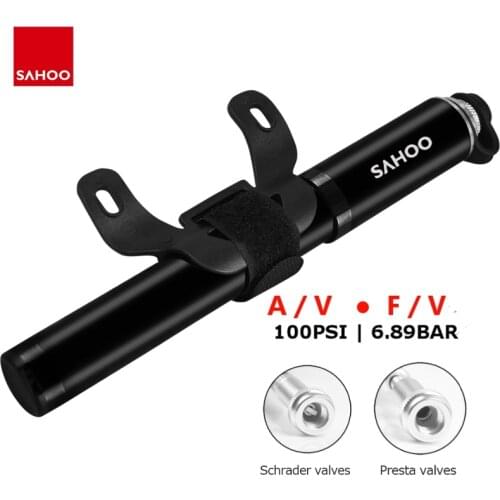 Sahoo Portable Bicycle Pump Cycling Bike Mini Type Tire Air Pump Mountain Road Dual Presta Schrader Valve Ball Inflator