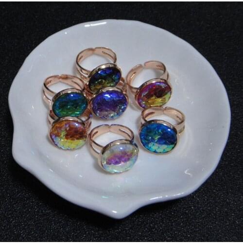 Rose Golden Plating Mermaid Scale Rings For Child Baby Gift-Mix Color Mermaid Scale Ring Small Size 15mm Mermaid Gifts