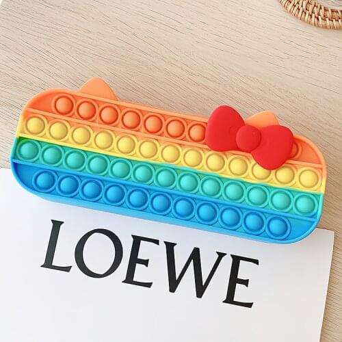 New Decompression Creative Silicone Pop Bubble Fidget Relieve Stress Stationery Pencil Case Storage Bag Kids School Season Gift