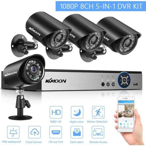 1080P Security Camera System 8CH DVR+4Pcs 2MP HD Outdoor Waterproof Surveillance Camera with Night Vision Surveillance DVR Kit