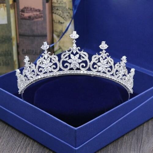 SLBRIDAL Gorgeous Wedding Cubic Zircon Tiara Bridal CZ Crown Queen Princess Pageant Party Headpiece Bridesmaids Hair Accessories