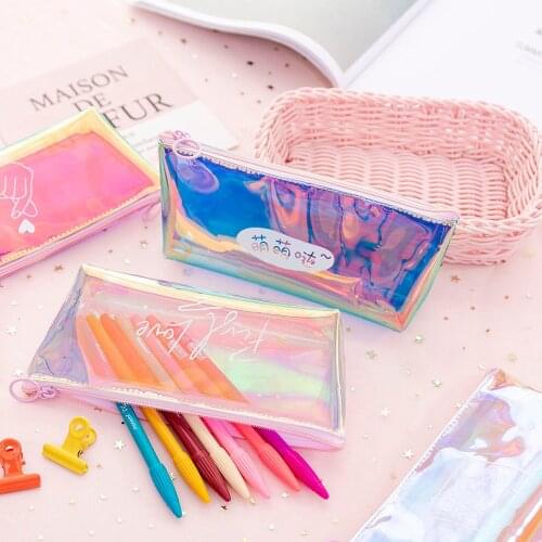 Laser Fashion Travel Storage Makeup Bag Transparent Cosmetic Bag Zipper Make Up Organizer Pouch Toiletry Student Pencil Pouch