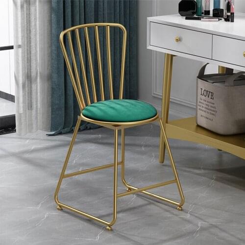 Light luxury Bedroom Dressing Chair American Country Modern Iron Metal Dining Chair Soft Seat Cushion Economic Dressing Chair