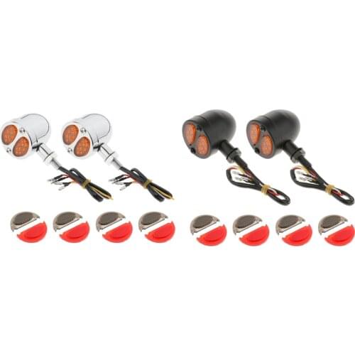 2pcs Universal Red/Amber Motorcycle LED Bullet Brake Light Indicator for Bobber Cafe Racer