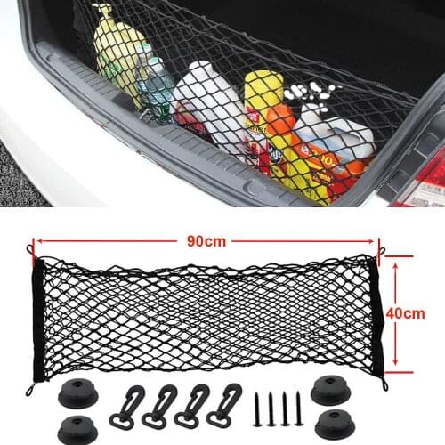 Universal Car Rear Trunk Boot Organizer Pocket Cargo Auto Net Mesh Elastic Luggage Storage w/4 Hooks Car Organizer Front Seat