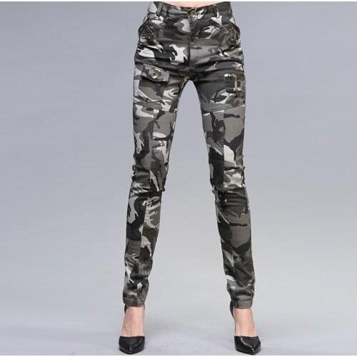 High Elastic Womens Camouflage Tight Cotton Breathable Trousers Outdoor Climbing Training Hiking Camping Army Tactical Pants