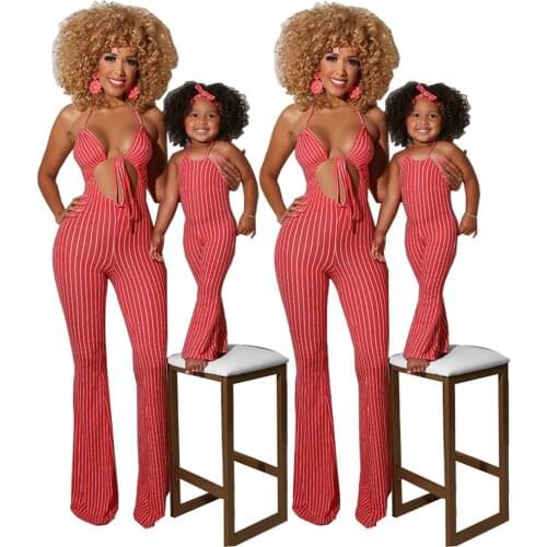 ZAFILLE Mother and Daughter Clothes Bow Cut Out Striped Women Girl Jumpers Mum Kids Clothes Mommy and me clothes Family Look