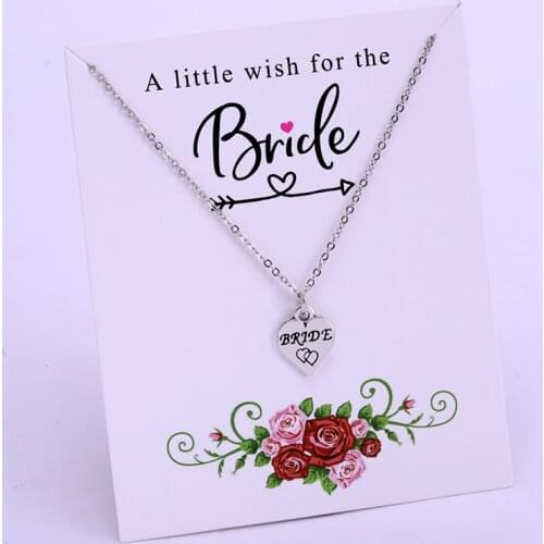 Flower Girl Bridesmaid Bride Chain Necklaces Heart Maid of Honour Honor Pendants Women Trendy Jewelry Lovers Gift Drop Shipping