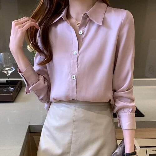 2021 Long Sleeve Women Shirt Turn Down DE Collar Office Lady White Blouse Chiffon Blusas Mujer De Moda Shirt Women Tops