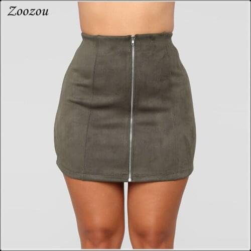 Women Short Mini Skinny Skirt Suede High Waist Short Pencil Skirt Front Zipper Package Hip Bodycon Female Skirt Big Size Custom