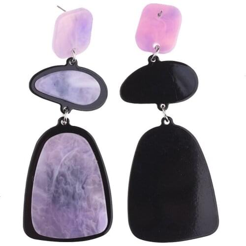 Exaggerated Resin Earrings For Women Purple Acrylic Earrings Female Jewelry Gift Party