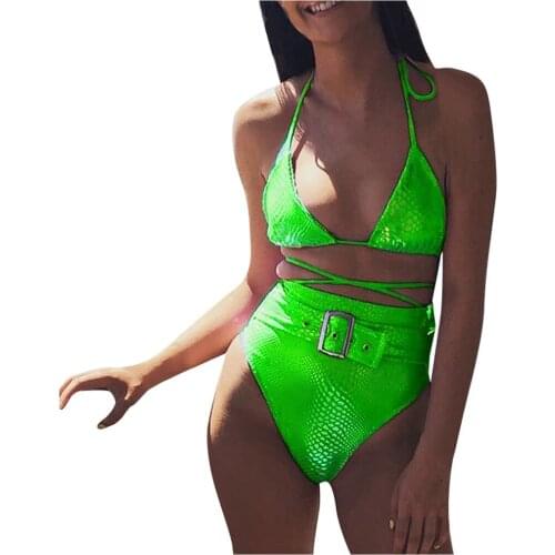 WomenS Leather Split Swimwear Bikini WomenS Summer Clothes Separate WomenS Swimsuit WomenS Bathing Suits Female Z0324