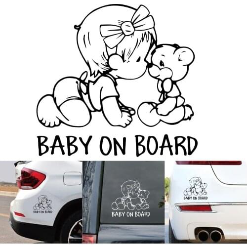 1PCS Warned the baby in the car bumper stickers decorated window funny cute baby car accessories vinyl decals