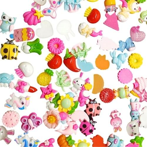 10/30pcs/Lot Mix ColorsAssorted Cartoon Animal Flower Resin Flatback Charms Hair Clip Hairpin DIY Craft Jewelry Decoration Piece